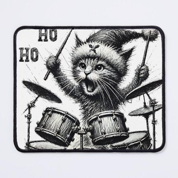 Item preview, Cat Playing drums Christmas designed and sold by ArtFeverShop.