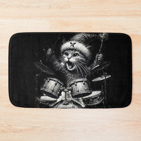 Item preview,  Cat Playing drums Christmas designed and sold by ArtFeverShop.
