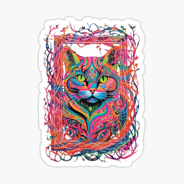 Psychedelic Cat Sticker