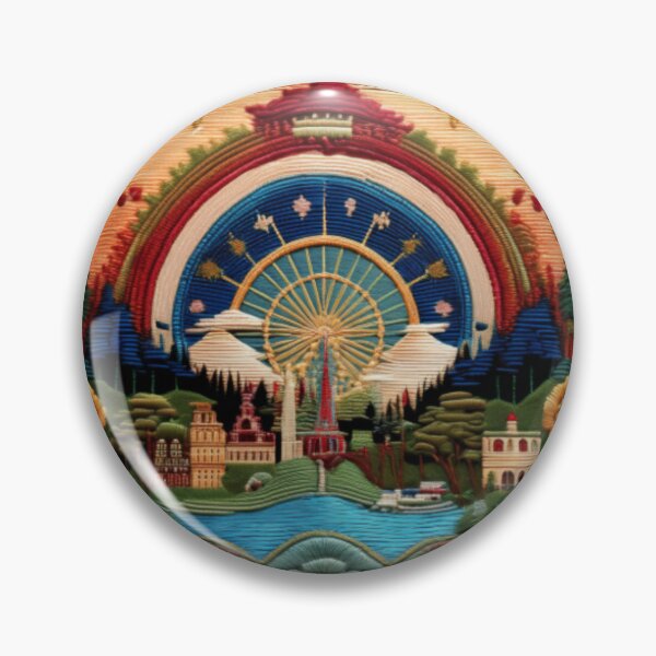 Item preview, Intricate Embroidered-Style Ferris Wheel Landscape designed and sold by RaiyaTees.