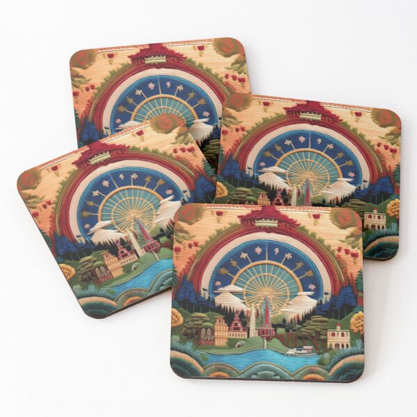 Item preview, Intricate Embroidered-Style Ferris Wheel Landscape designed and sold by RaiyaTees.