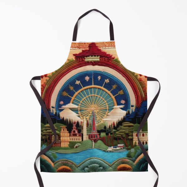 Item preview, Intricate Embroidered-Style Ferris Wheel Landscape designed and sold by RaiyaTees.