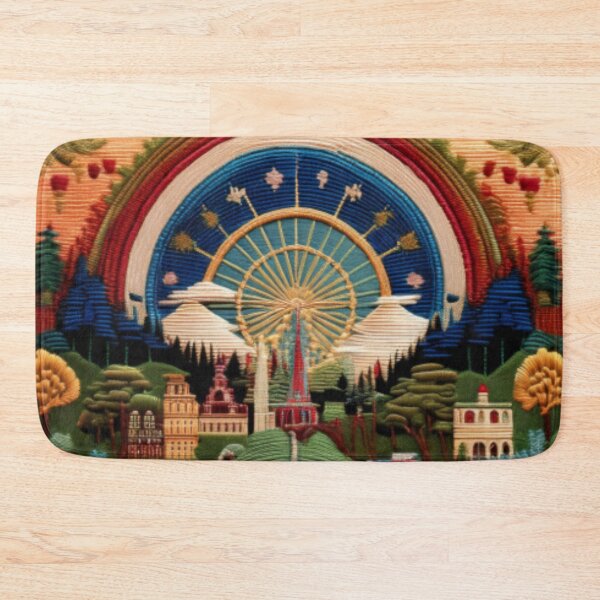 Item preview, Intricate Embroidered-Style Ferris Wheel Landscape designed and sold by RaiyaTees.