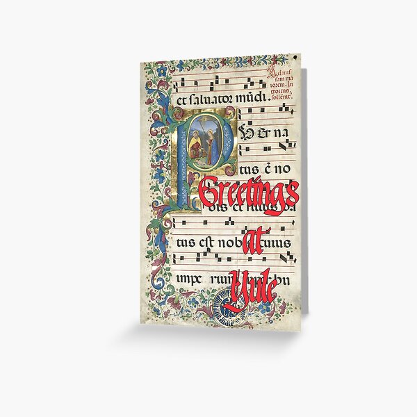 Item preview, Medieval manuscript Yule card designed and sold by FerretSteph.