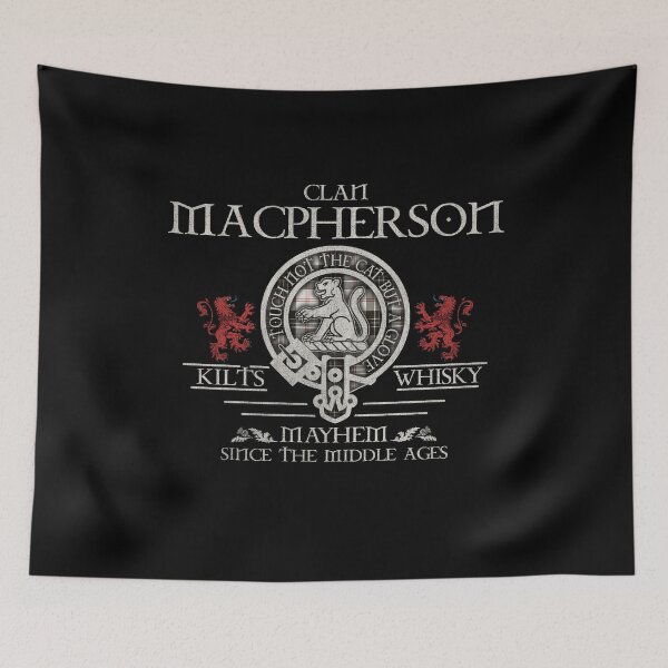 Item preview, Clan MacPherson of Cluny Black & White tartan crest family reunion Highland Games designed and sold by Clan1093.