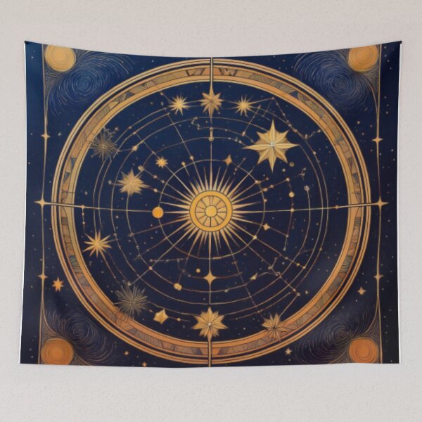 Item preview, Celestial Orbital Design with Golden Stars and Sun designed and sold by RaiyaTees.