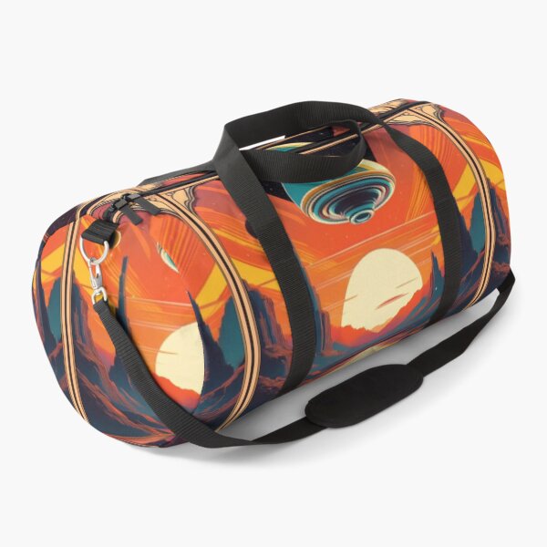 Item preview, Retro-Futuristic Space Landscape with Celestial Elements designed and sold by RaiyaTees.