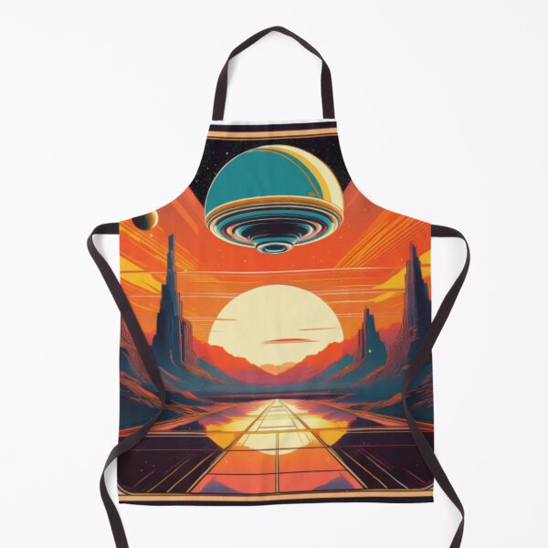 Item preview, Retro-Futuristic Space Landscape with Celestial Elements designed and sold by RaiyaTees.