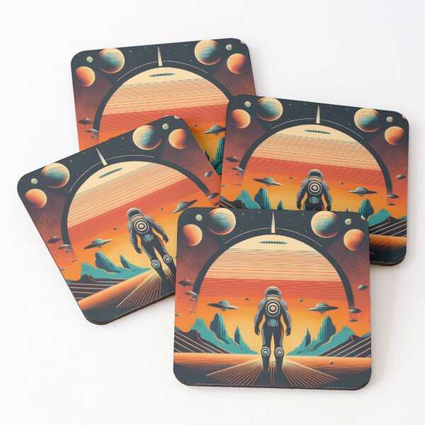 Item preview, Retro-Futuristic Astronaut in Cosmic Landscape designed and sold by RaiyaTees.