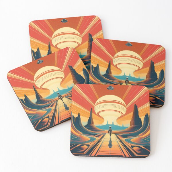 Item preview, Retro-Futuristic Cosmic Landscape with Lone Figure designed and sold by RaiyaTees.