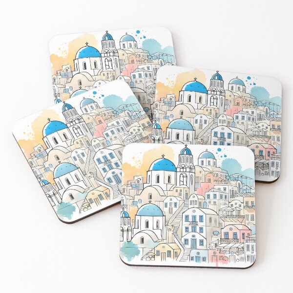 Item preview, The Magic of Santorini Painted in Watercolors designed and sold by unrealartwork.