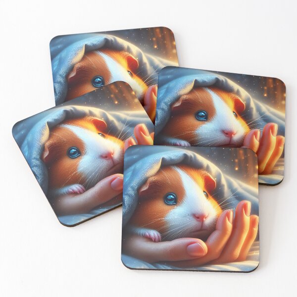 Item preview, cute guinea pig in hand under blanket designed and sold by EmeraldeaArt.