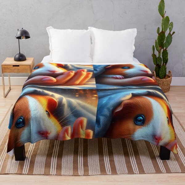Item preview, cute guinea pig in hand under blanket designed and sold by EmeraldeaArt.