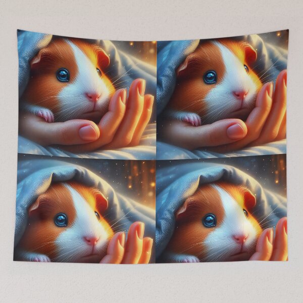 Item preview, cute guinea pig in hand under blanket designed and sold by EmeraldeaArt.