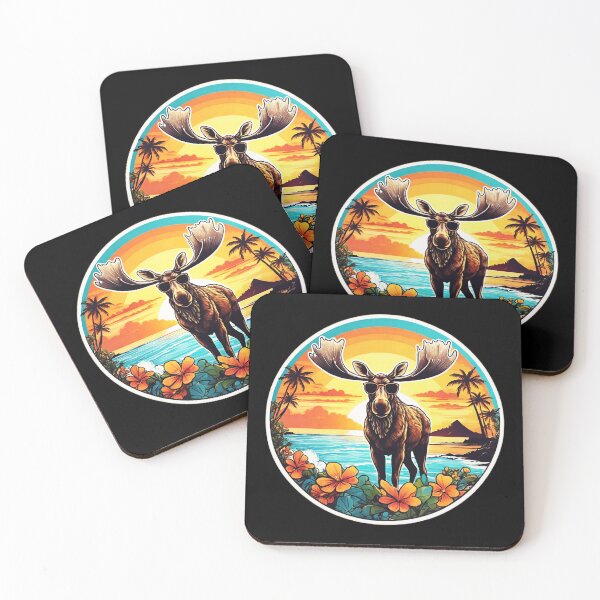 Item preview, Beach Bum Elk with Sunglasses at Sunset in Hawaii designed and sold by NautiChic.
