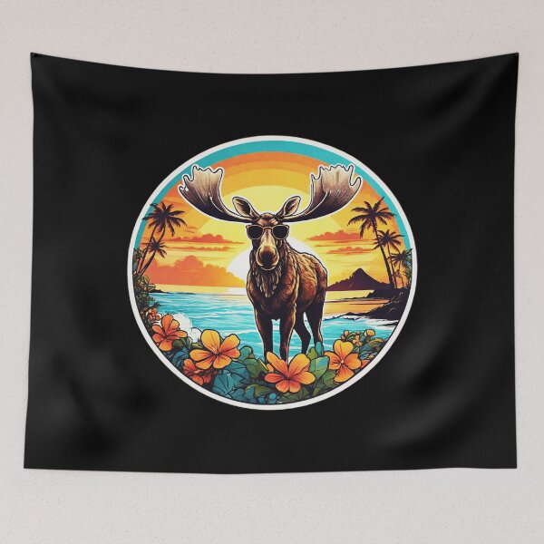 Item preview, Beach Bum Elk with Sunglasses at Sunset in Hawaii designed and sold by NautiChic.