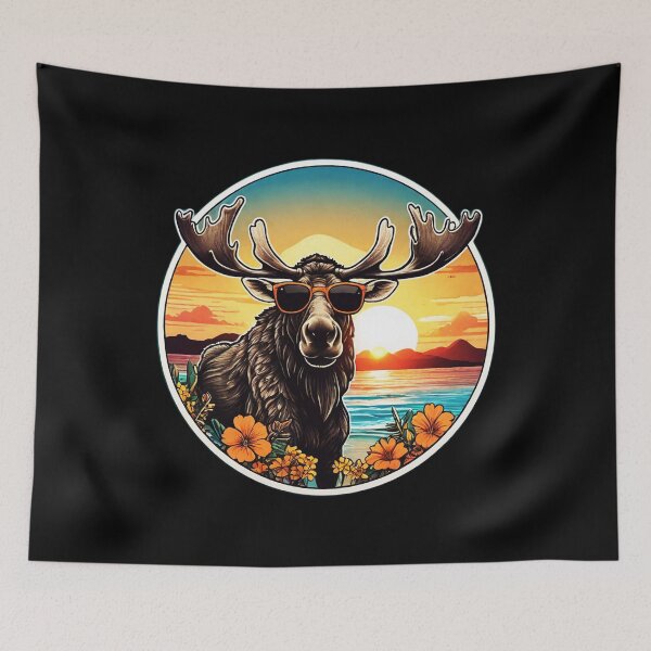 Item preview, Beach Bum Moose with Sunglasses at Sunset in Hawaii designed and sold by NautiChic.