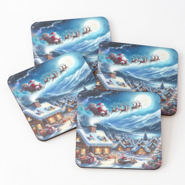 Item preview, Leo and Santa Claus: A magical flight over the snowy village in watercolor style designed and sold by FotoworldEdel.