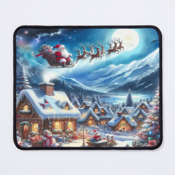 Item preview, Leo and Santa Claus: A magical flight over the snowy village in watercolor style designed and sold by FotoworldEdel.