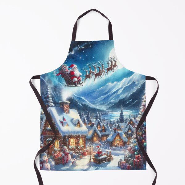 Item preview, Leo and Santa Claus: A magical flight over the snowy village in watercolor style designed and sold by FotoworldEdel.