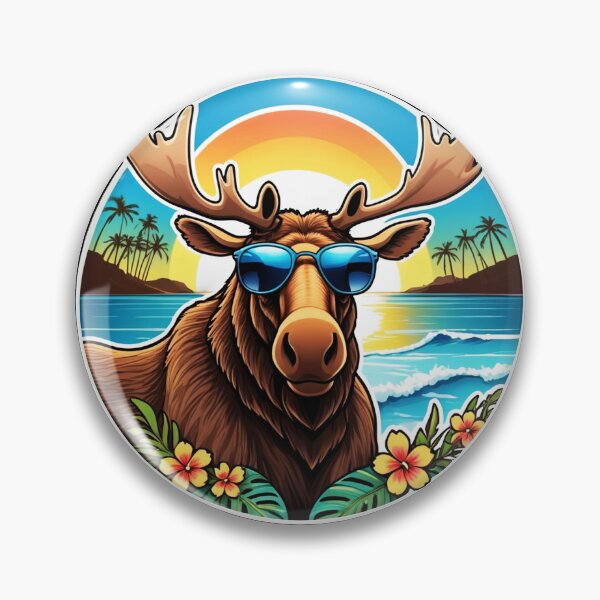 Item preview, Beach Bum Elk Head with Sunglasses at Sunset in Hawaii designed and sold by NautiChic.