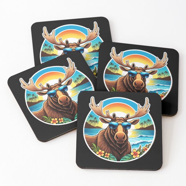 Item preview, Beach Bum Elk Head with Sunglasses at Sunset in Hawaii designed and sold by NautiChic.
