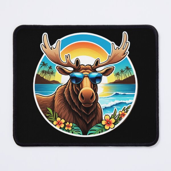 Item preview, Beach Bum Elk Head with Sunglasses at Sunset in Hawaii designed and sold by NautiChic.
