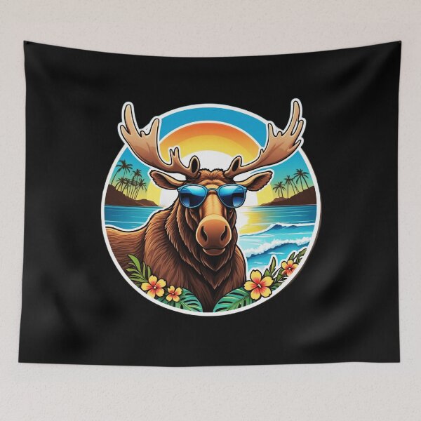 Item preview, Beach Bum Elk Head with Sunglasses at Sunset in Hawaii designed and sold by NautiChic.