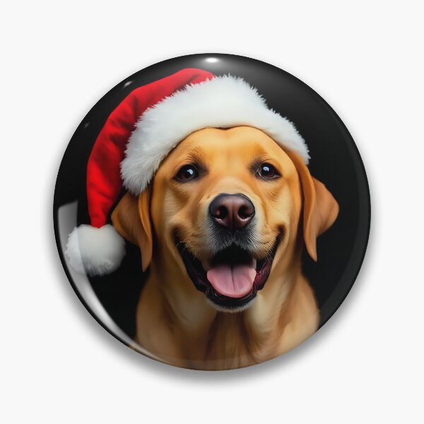 Aperçu de l'œuvre Joyeux Noël Golden Retriever avec un chapeau de Père Noël créée et vendue par Kaleddis.