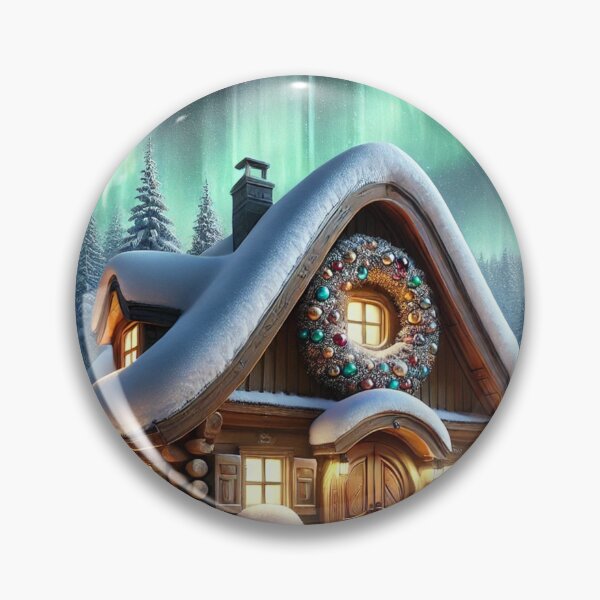 Item preview, Aurora-Lit Snowy Cottage in the Norvegian Woods designed and sold by EndOfRainbowArt.