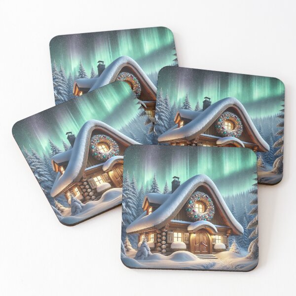 Item preview, Aurora-Lit Snowy Cottage in the Norvegian Woods designed and sold by EndOfRainbowArt.