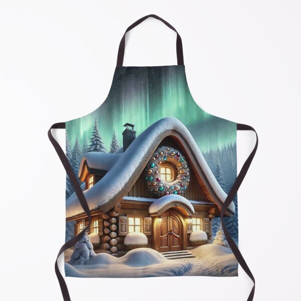 Item preview, Aurora-Lit Snowy Cottage in the Norvegian Woods designed and sold by EndOfRainbowArt.