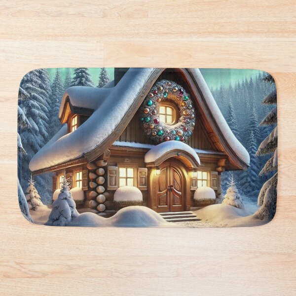 Item preview, Aurora-Lit Snowy Cottage in the Norvegian Woods designed and sold by EndOfRainbowArt.