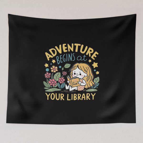 Item preview, Library Adventure Starts Here - Inspiring Reading Artwork designed and sold by love3617.