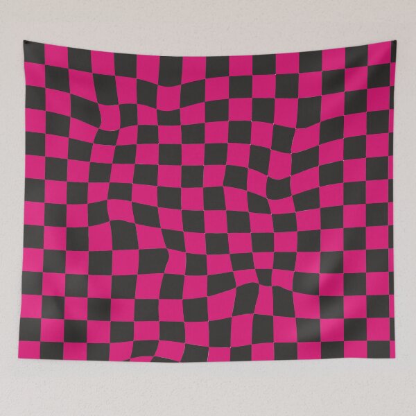 Item preview, Distorted chessboard - optical illusion/ black and raspberry. designed and sold by My-fake-places.