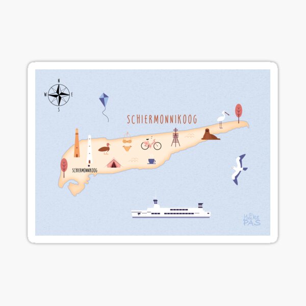 Item preview, Illustrated map of Schiermonnikoog designed and sold by ymkesinfogr.