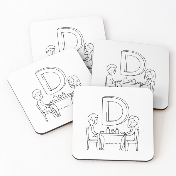 Item preview, A couple at a dining table beside letter D designed and sold by rasagamastore.