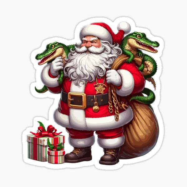 Artikel-Vorschau von Amerikanischer Weihnachtsmann mit Krokodil und Alligator als Geschenk, designt und verkauft von Artistoos.