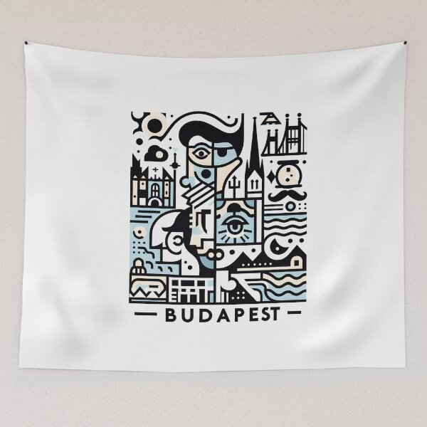 Item preview, Budapest, Hungary – Minimalist Cubic Art Design designed and sold by OzzFrequency.