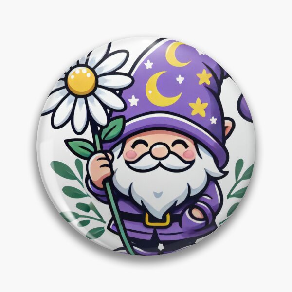 Item preview, Whimsical Gnome with Daisies and Moon Hat designed and sold by lubushop1.