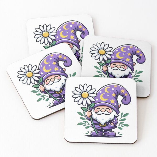 Item preview, Whimsical Gnome with Daisies and Moon Hat designed and sold by lubushop1.