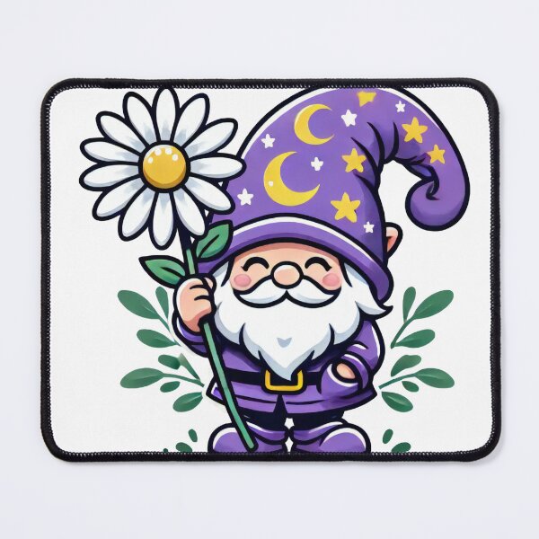 Item preview, Whimsical Gnome with Daisies and Moon Hat designed and sold by lubushop1.