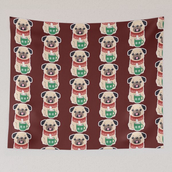 Item preview, Cozy Christmas Pug with Hot Cocoa designed and sold by MarCreativArt.