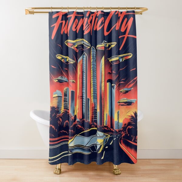 Item preview, Futuristic Cityscape Illustration With Vibrant Color Palette designed and sold by estampavibe.
