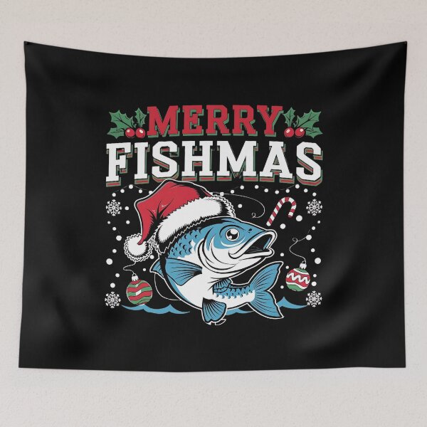 Item preview, Merry Fishmas Fishing Christmas designed and sold by DomTeesHaven.