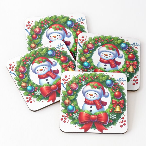 Artikelvorschau, Schneemann im Weihnachtskranz – Klassische Weihnachtskranzkunst mit festlichem Touch entworfen und verkauft von AIARTIST1.