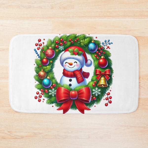 Artikelvorschau, Schneemann im Weihnachtskranz – Klassische Weihnachtskranzkunst mit festlichem Touch entworfen und verkauft von AIARTIST1.