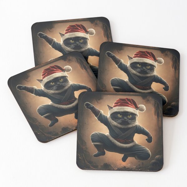 Item preview, Martial Arts Xmas Ninja Warrior Cat designed and sold by FunnyBums.