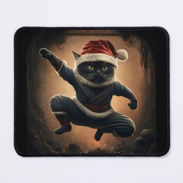 Item preview, Martial Arts Xmas Ninja Warrior Cat designed and sold by FunnyBums.
