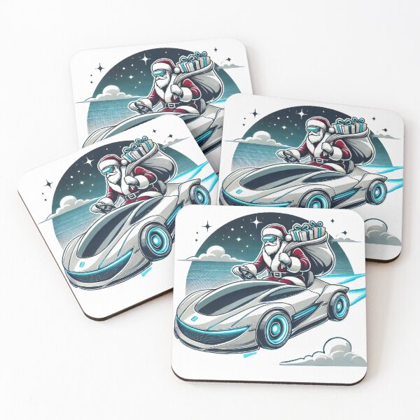 Item preview, Santa Driving Futuristic Sleigh Car – Modern Christmas Vehicle Illustration designed and sold by AIARTIST1.